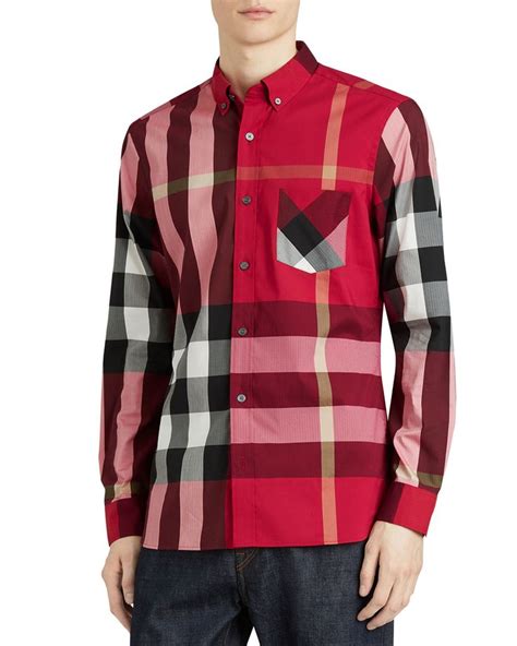 burberry thornaby red|Burberry Thornaby Check Sport Shirt, Red .